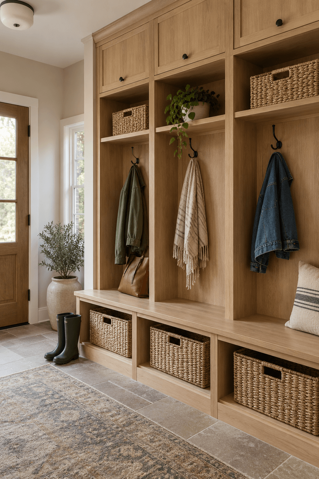Mudroom cabinetry photographed for Cabinets Guru