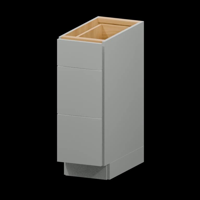Auburn 12-in Three-Drawer Base Cabinet (3DB12) in Solid Platinum