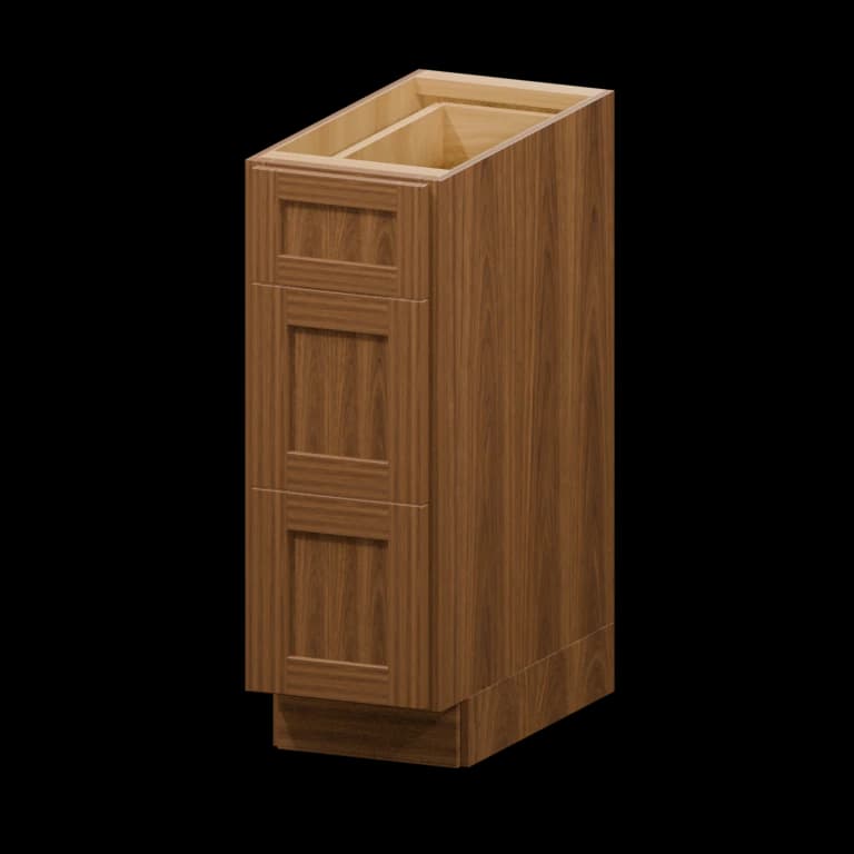 Fairview 12-in Three-Drawer Base Cabinet in Walnut