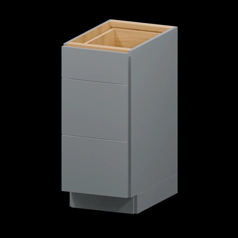 Burlington 15-in Three-Drawer Base Cabinet (3DB15) in High Gloss Aluma Gray