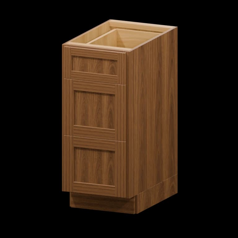 Fairview 15-in Three-Drawer Base Cabinet in Walnut