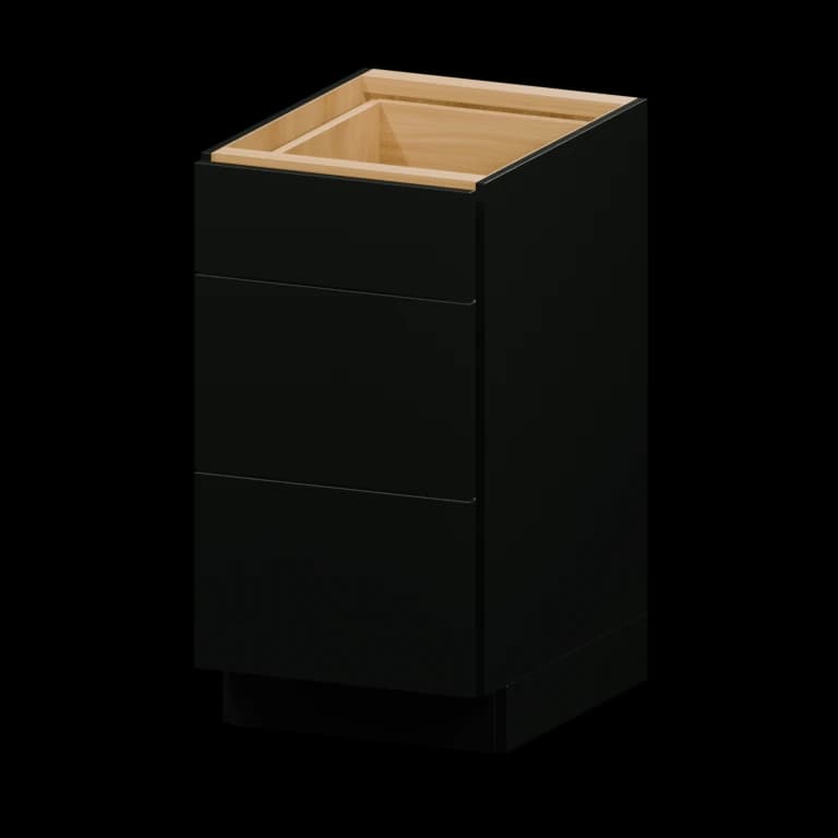 Burlington 18-in Three-Drawer Base Cabinet (3DB18) in High Gloss Black