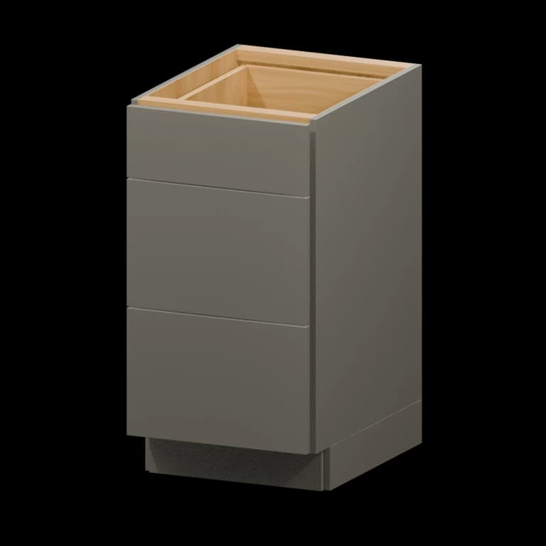 Auburn 18-in Three-Drawer Base Cabinet (3DB18) in Solid Moonlight