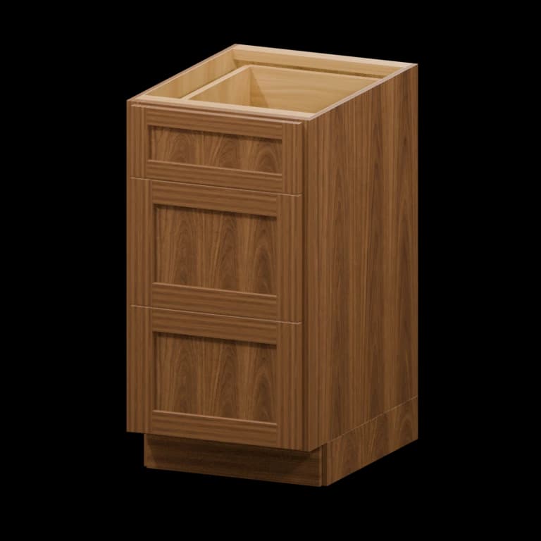 Fairview 18-in Three-Drawer Base Cabinet in Walnut