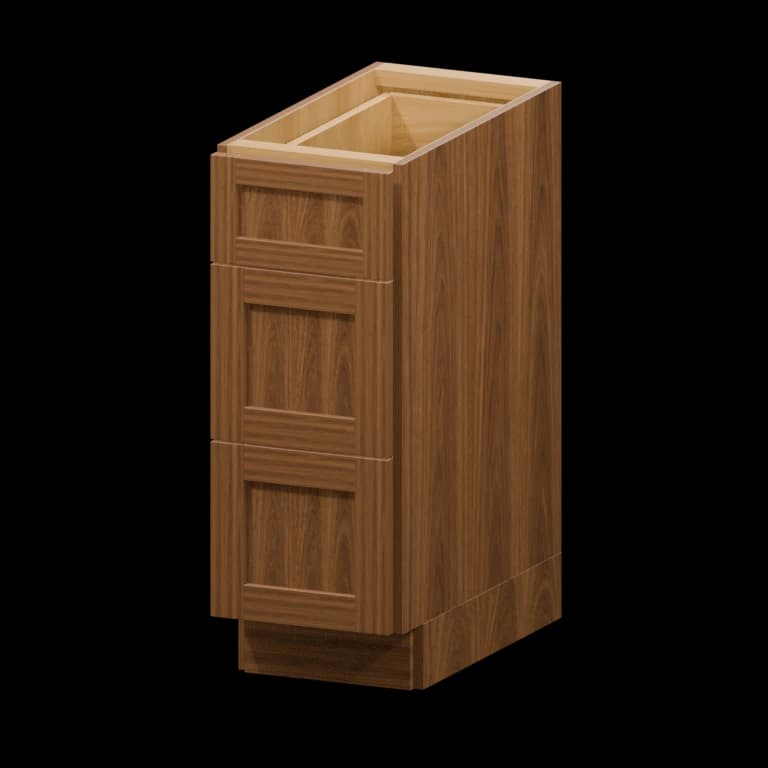 Centerville 12-in Accessible-Height Three-Drawer Base Cabinet (HA3DB12) in Walnut Shaker