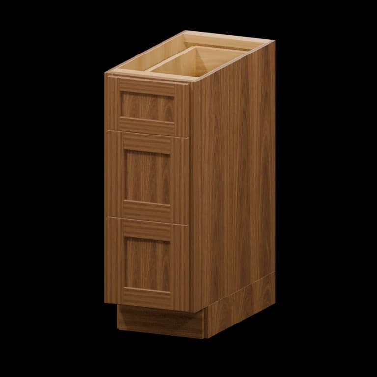 Fairview 12-in Accessible-Height Three-Drawer Base Cabinet in Walnut
