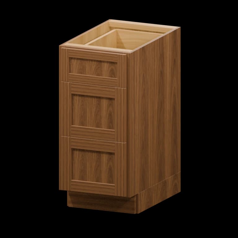 Fairview 15-in Accessible-Height Three-Drawer Base Cabinet in Walnut