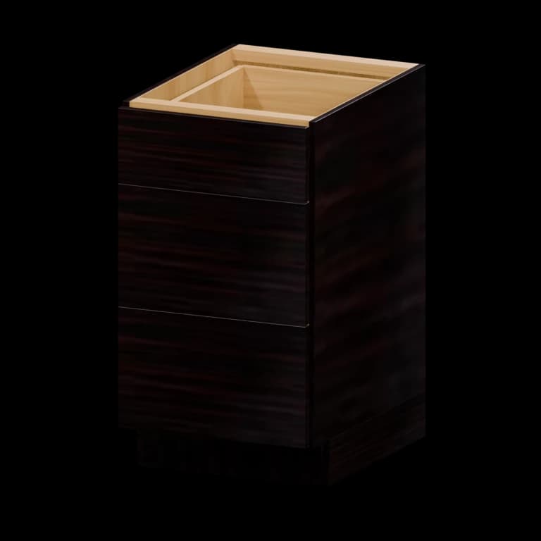 Burlington 18-in Accessible-Height Three-Drawer Base Cabinet (HA3DB18) in High Gloss Wenge