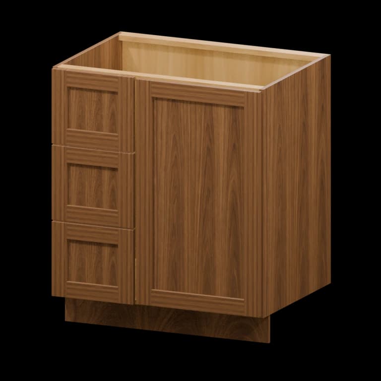 Fairview 30-in Left-Hand Blind Corner Vanity Cabinet in Walnut