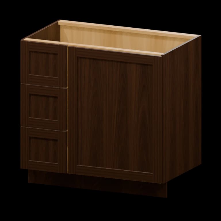 Kingston 36-in Left-Hand Blind Corner Vanity Cabinet (VCDL36BH) in Espresso