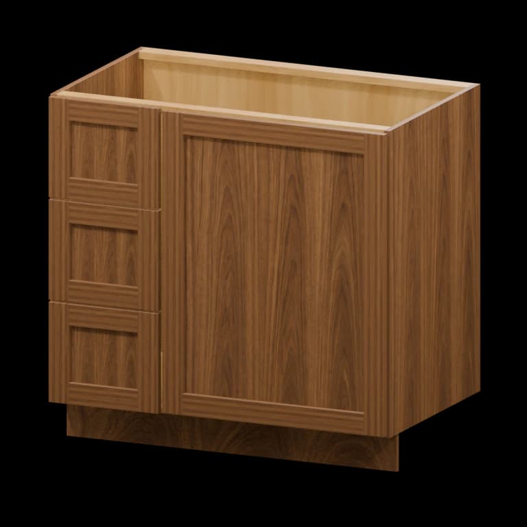 Fairview 36-in Left-Hand Blind Corner Vanity Cabinet in Walnut