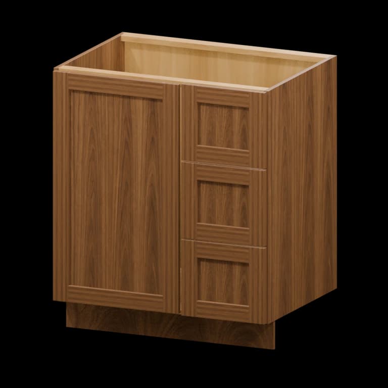 Fairview 30-in Right-Hand Blind Corner Vanity Cabinet in Walnut