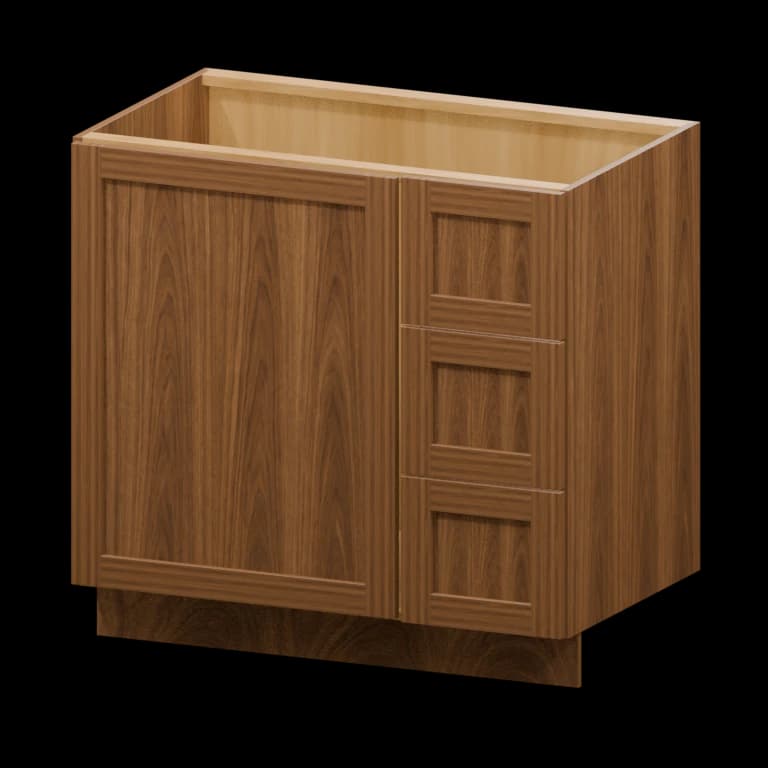 Fairview 36-in Right-Hand Blind Corner Vanity Cabinet in Walnut