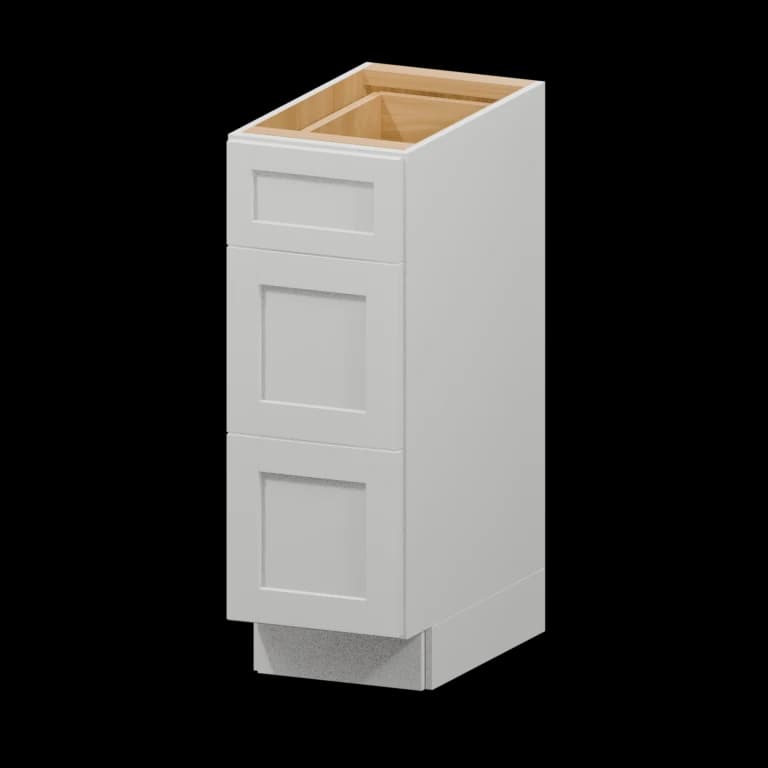 Kingston 12-in Three-Drawer Vanity Base Cabinet (VDB12) in White