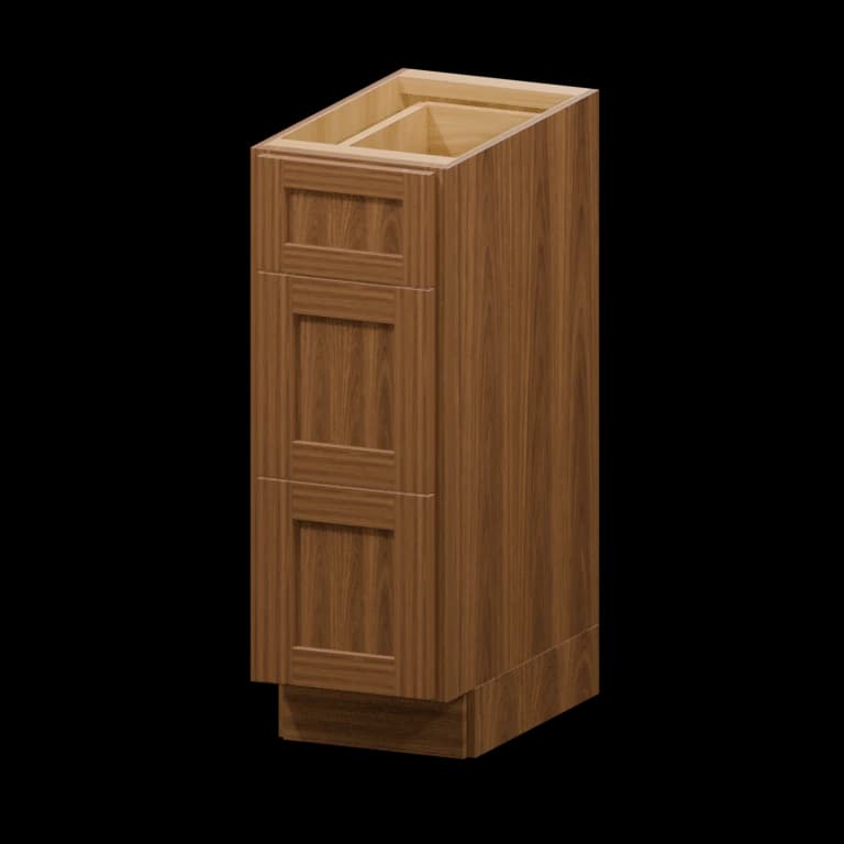 Fairview 12-in Three-Drawer Vanity Base Cabinet in Walnut