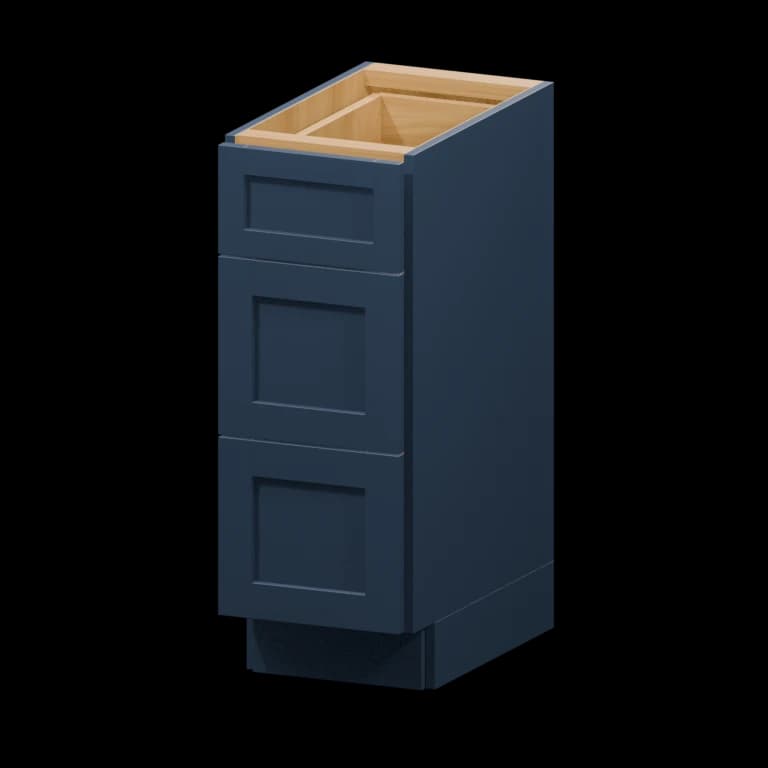 Centerville 12-in Three-Drawer Vanity Base Cabinet (VDB12VH) in Navy Blue