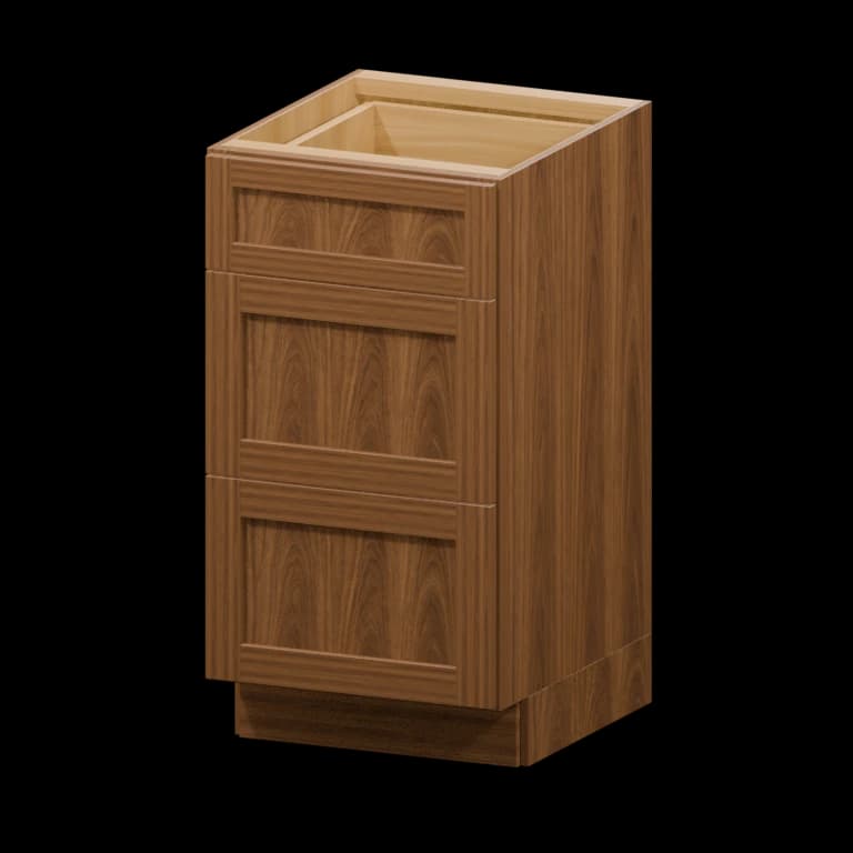 Kingston 18-in Three-Drawer Vanity Base Cabinet (VDB18) in Walnut