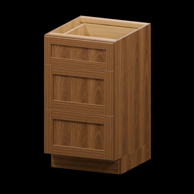 Kingston 18-in Three-Drawer Vanity Base Cabinet (VDB18VH) in Walnut